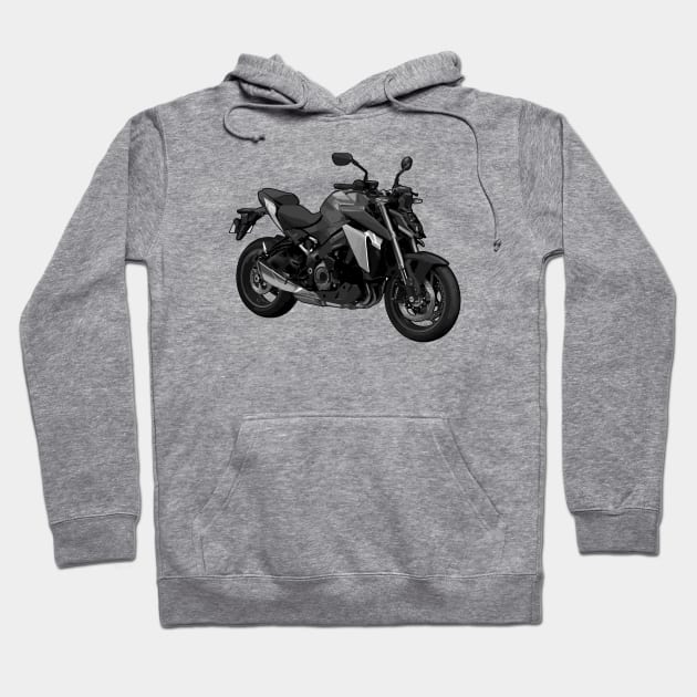 Grey GSX S1000 Bike Illustration Hoodie by KAM Std